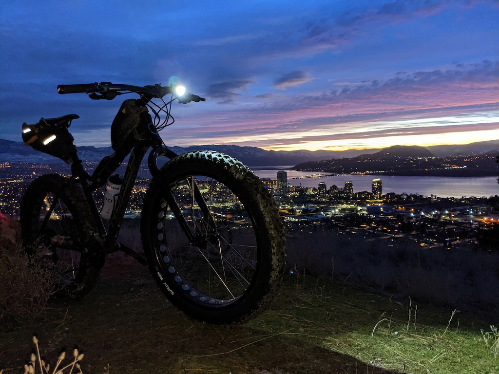 Riding up Kelowna's Knox Mountain for sunset. Not a bad view.