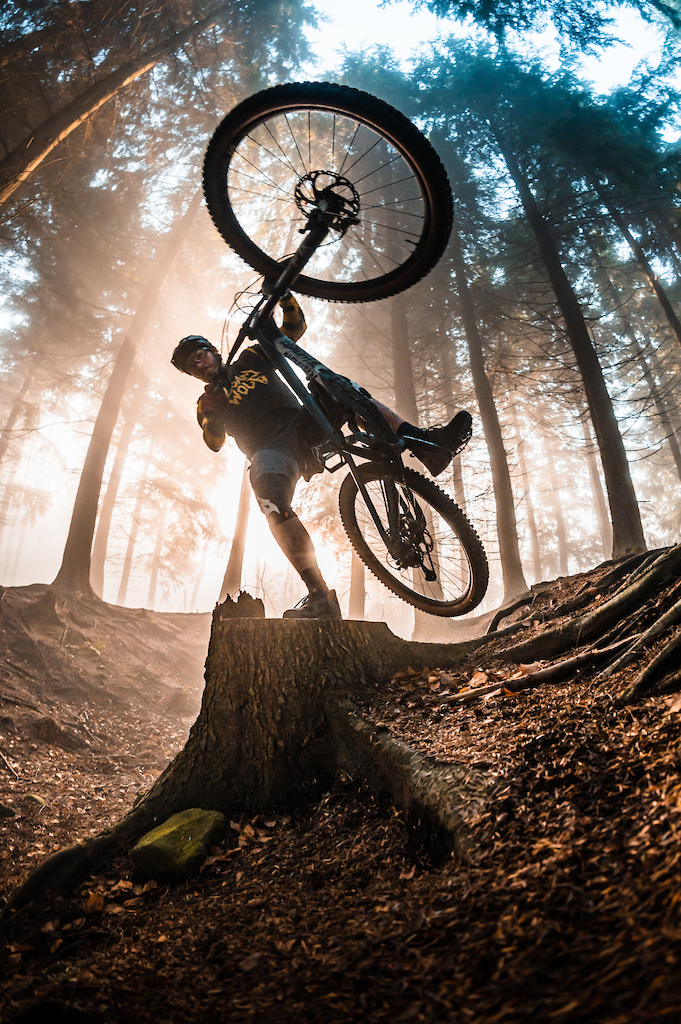 My fave photo of 2020. we were blessed with some incredible light penetrating through the mist and trees. Rob saw the opportunity to footplant the slimy tree stump on the natural bank. I set up and we nailed the shot second time. The first Rob finding out how slippery the stump was. So stoked on the end result.