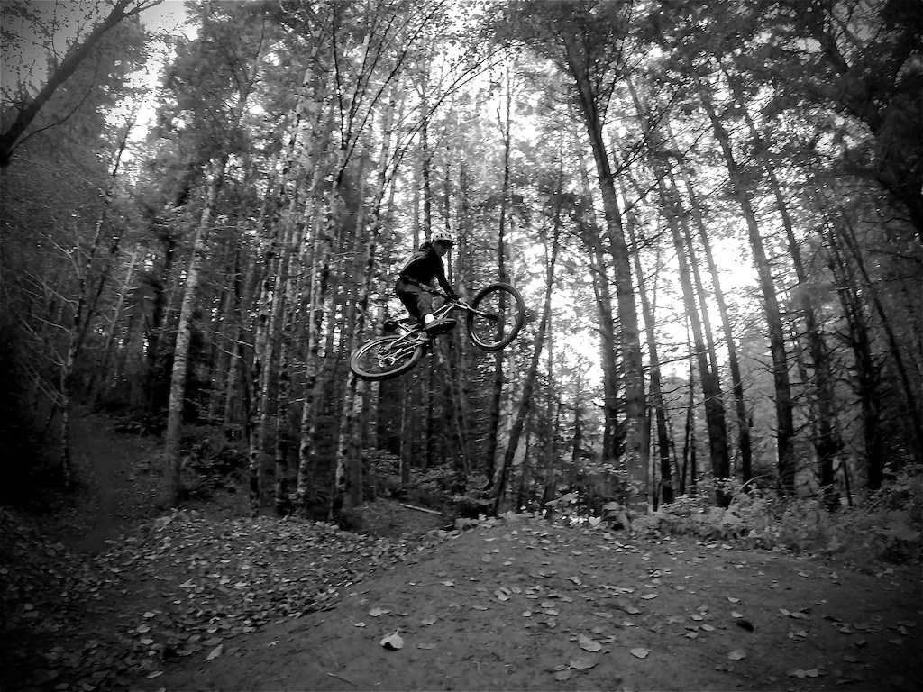 Last 25 foot step up on the double black jump line at Alsea Falls.