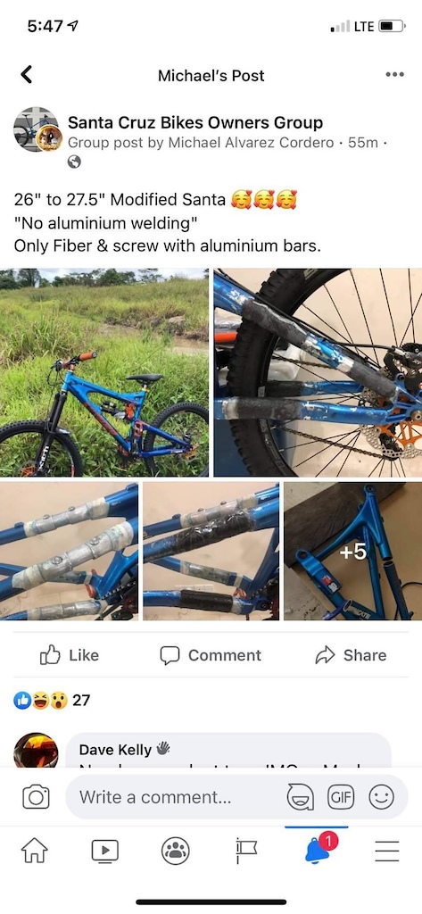 Imagine the look on this guys face when realises can buy replacement 27.5 rear triangle.