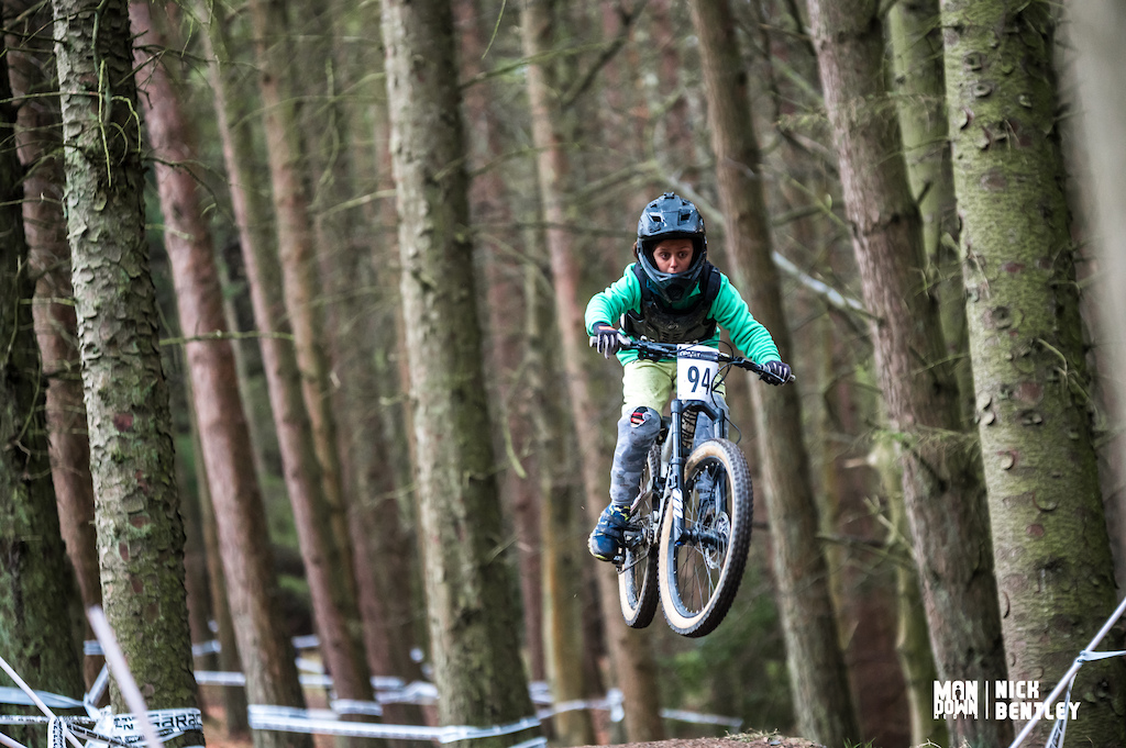 Xavier Watts with a big send over the large table for an under 10 rider. Xavier finished 3rd today in the under 10's
