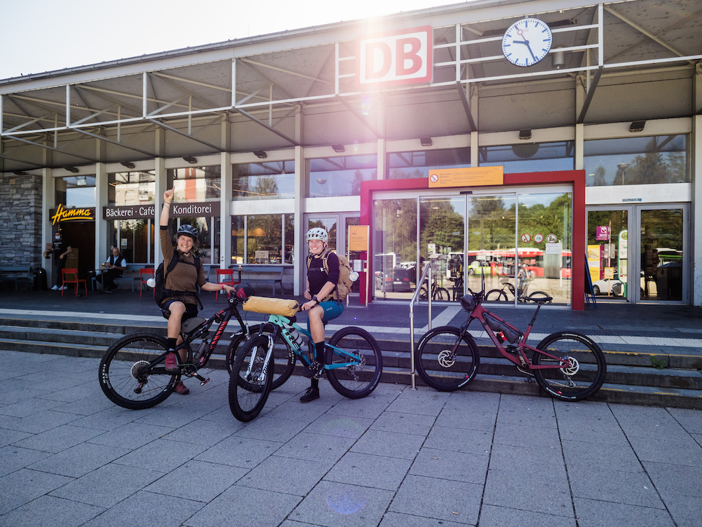 The start of a great bike packing trip at the rail station in Sonthofen.