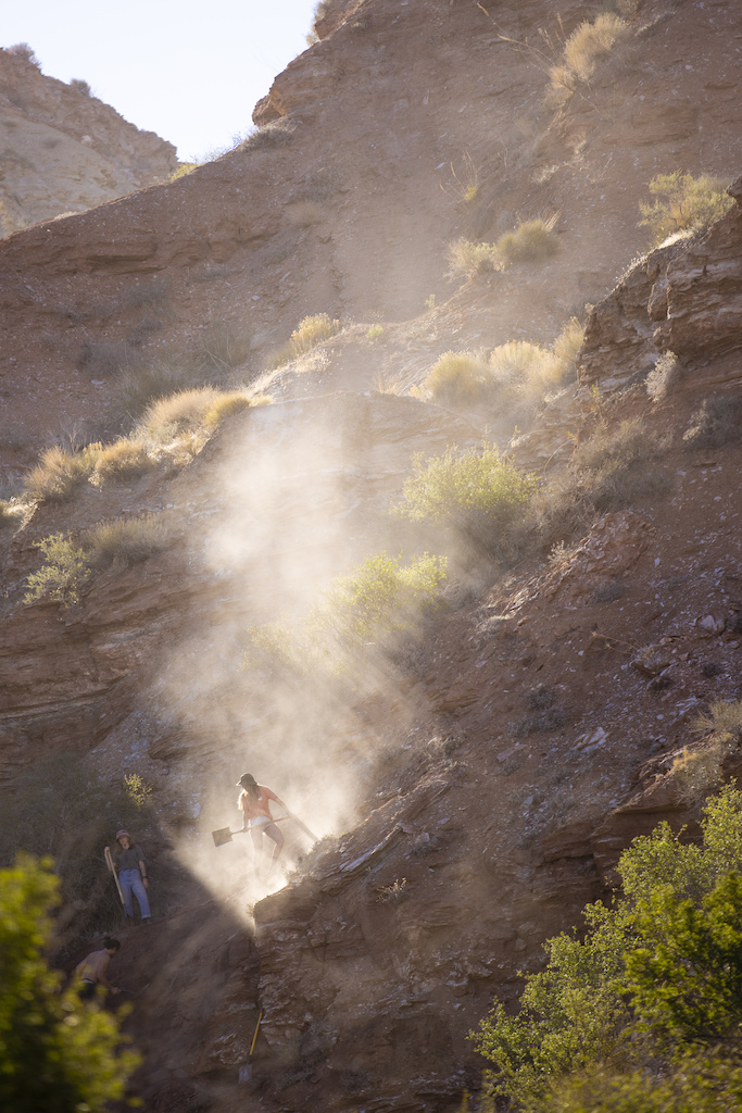 Jess Blewitt and Vinny Armstrong dig a line at Red Bull Formation in Virgin Utah USA on 25 May 2021.