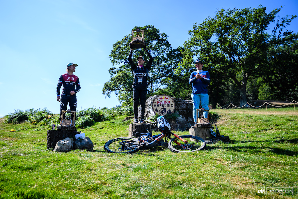 The 2021 Red Bull Hardline Podium 1st Bernard Kerr 2nd Laurie Greenland 3rd Kade Edwards