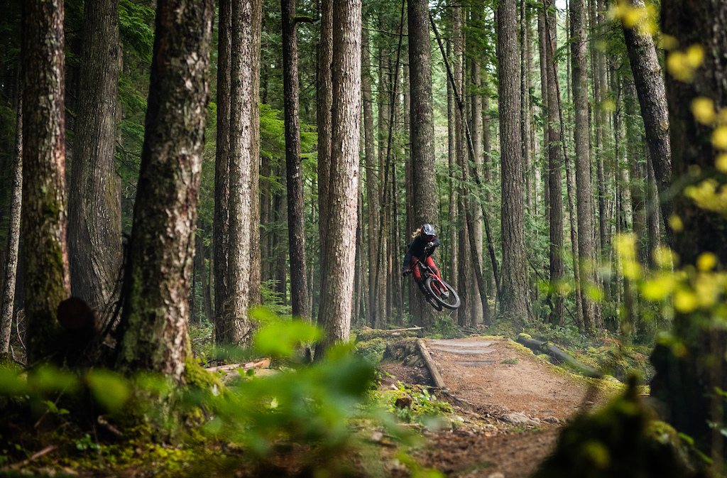 Micayla Gatto pushes the Schwalbe Big Betty to the limit on her beloved home trails in British Columbia.