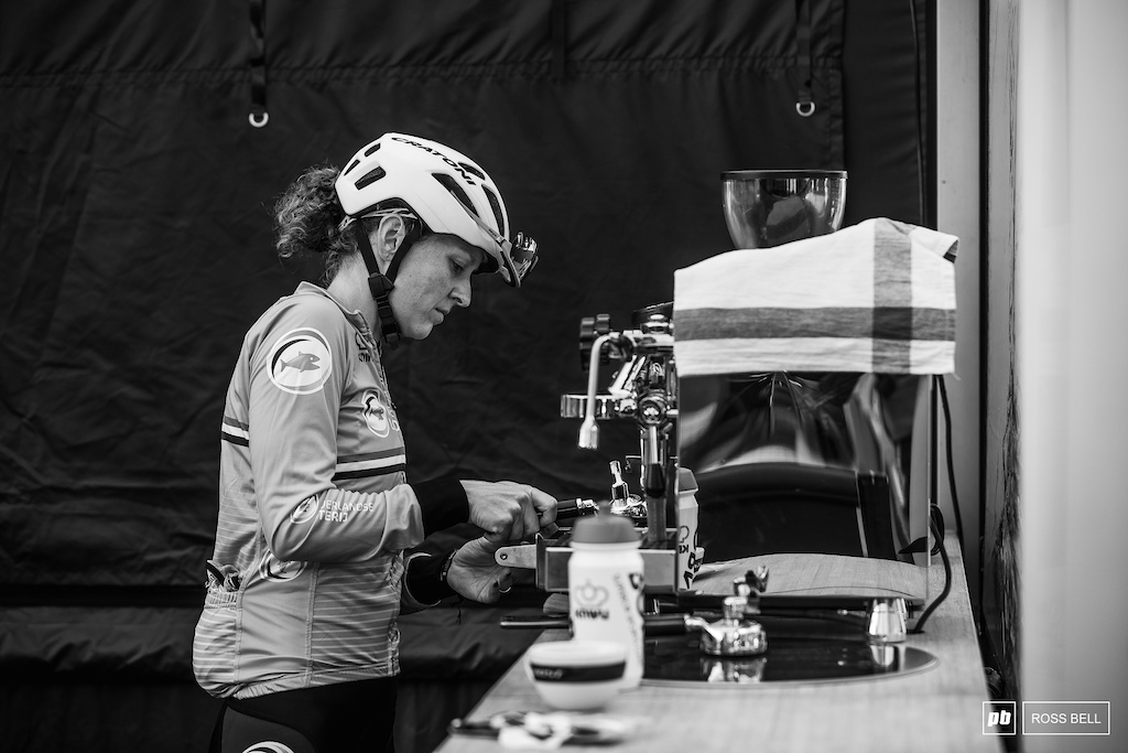 An early morning caffeine hit for Anne Terpstra.