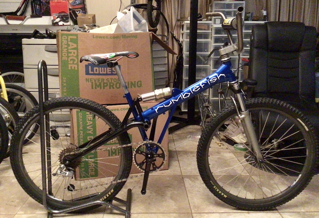I built this full suspension Bmx / mtb hybrid for The mammoth mountain kamikaze downhill and dual slalom race in 1991.