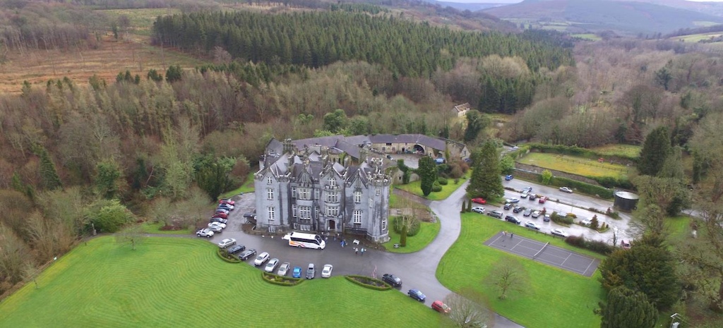 Aerial View of the front of Kinnitty Castle Hotel