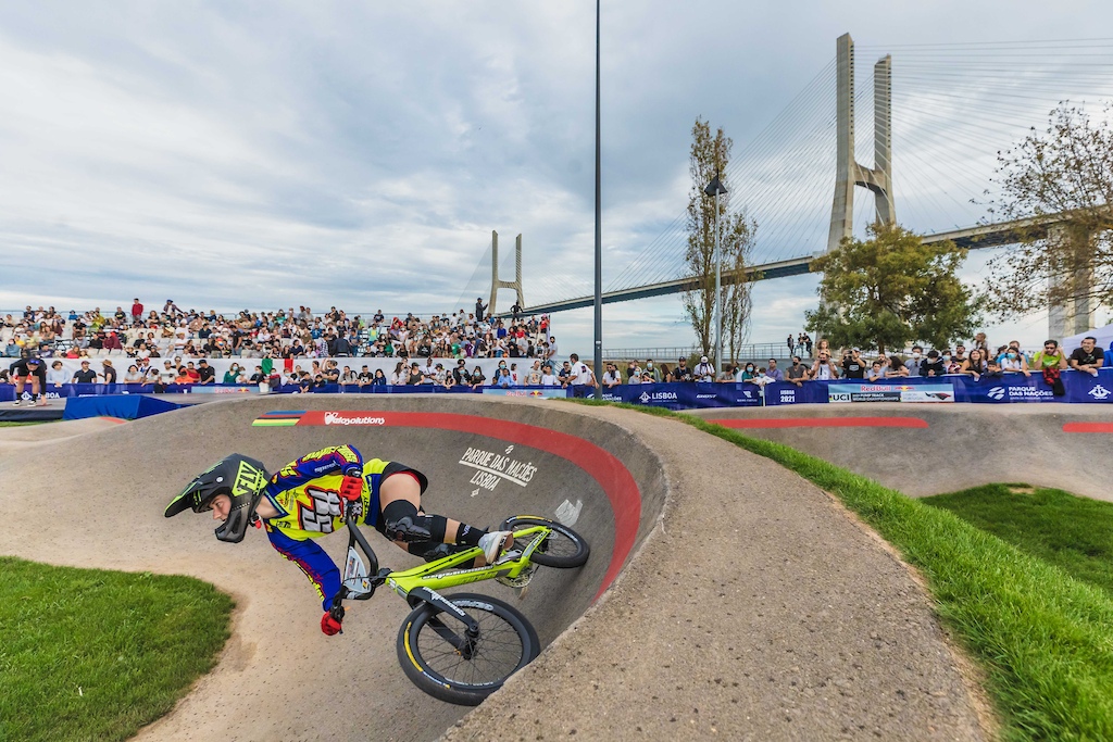 Aiko Gommers at the RedBull UCI Pump Track World Championships in Lisbon, Portugal.