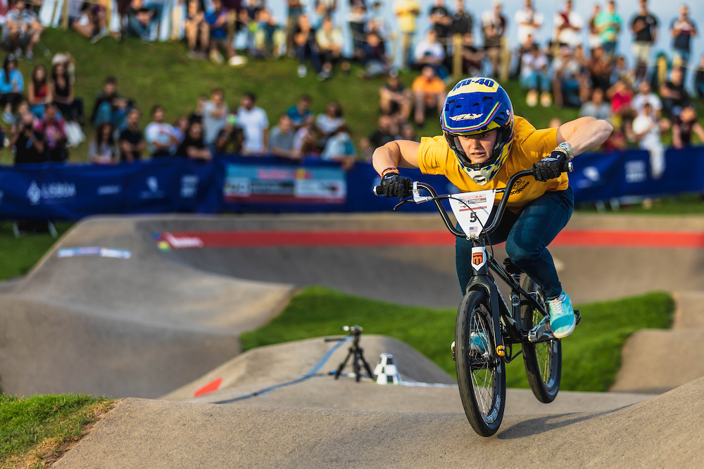 Payton Ridenour at the RedBull UCI Pump Track World Championships in Lisbon, Portugal.