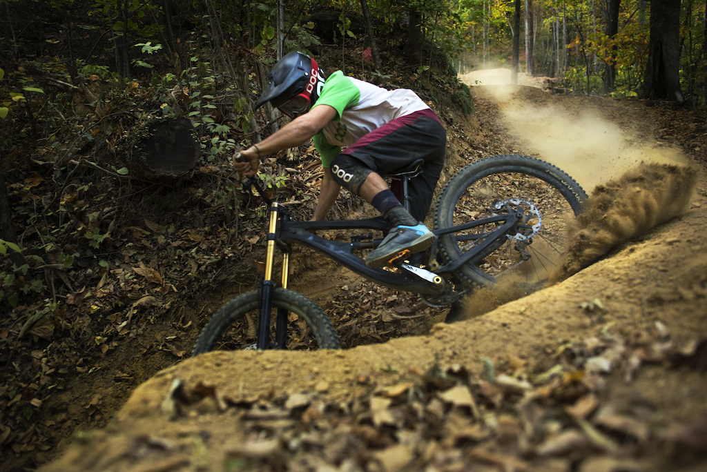 Sean riding is creation at Windrock Bike Park