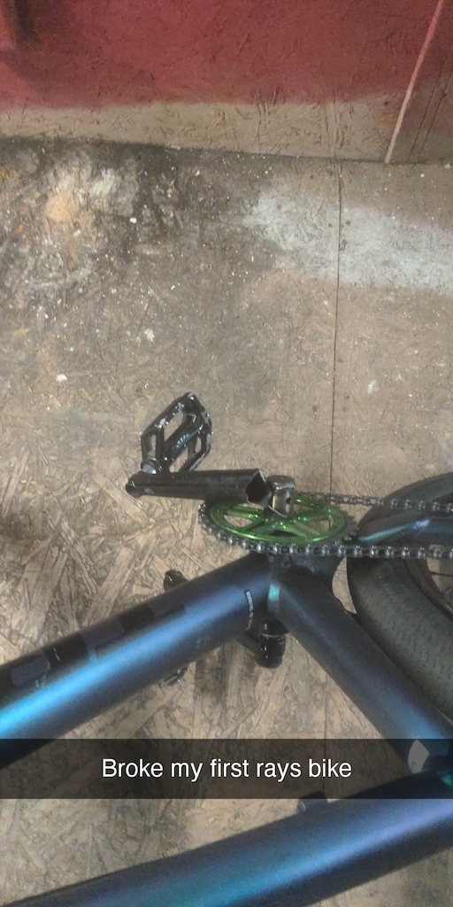 Snapped a crank while ridding on a rental bike at rays indoor mtb park.
