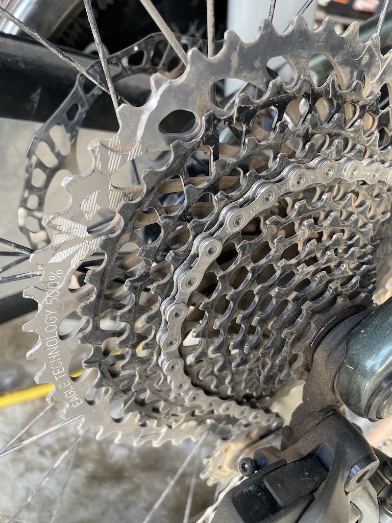 Eagle 10-50 12sp X01 cassette with about 70 miles on (just dusty), with new chain (70 miles as well). Cassette + chain: $350