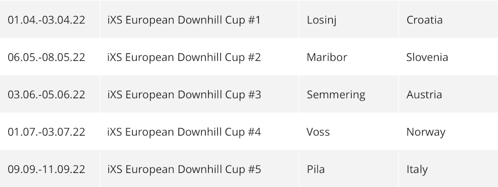 2022 Race Calendar Announced for European Downhill Cup, iXS Downhill