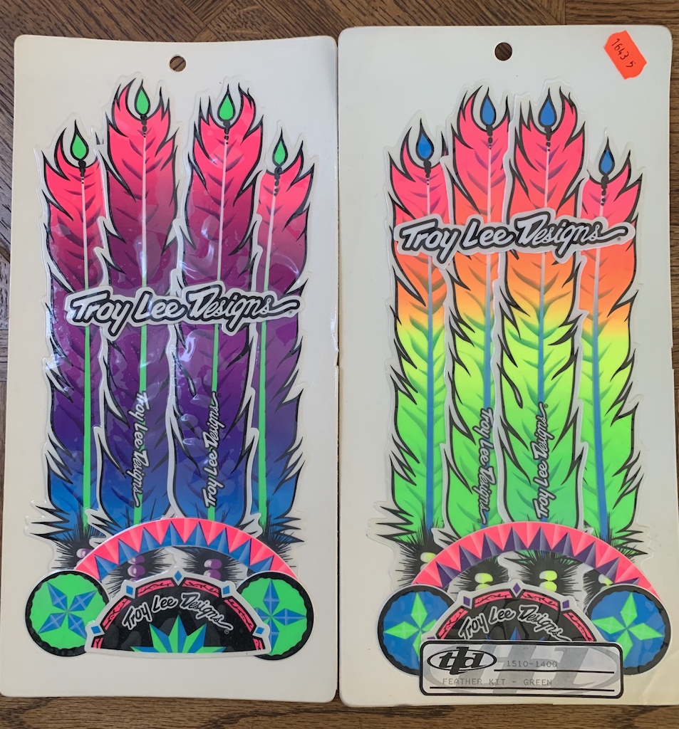 Troy Lee Designs “feather kit” early/mid 1990’s helmet stickers.