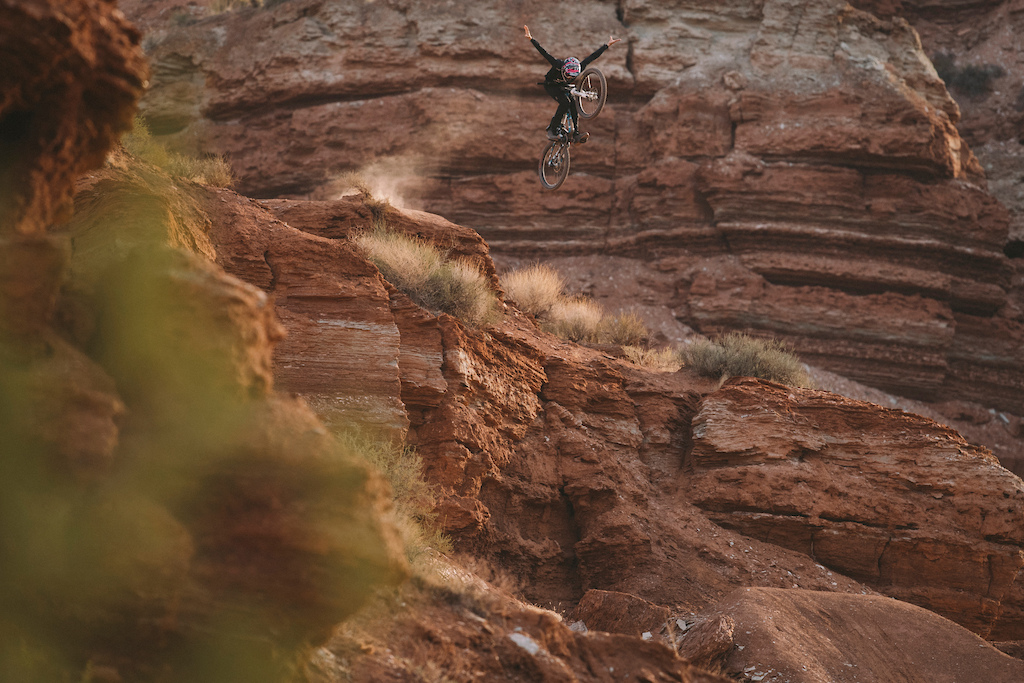 Reed Boggs in Virgin Utah during the filming of "Riding Off Cliffs"
