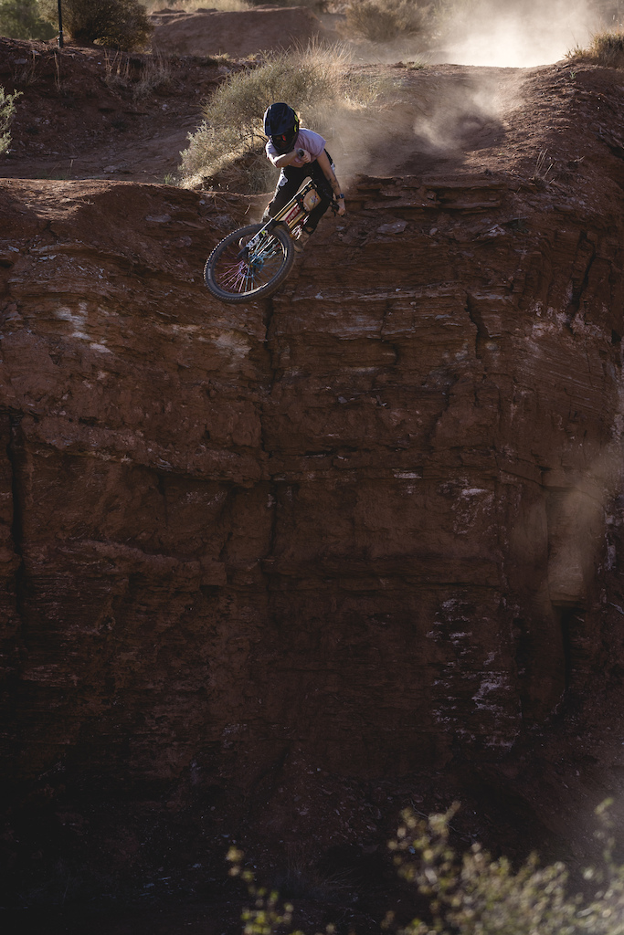 Vinny Armstrong hits the drop to step-up at Red Bull Formation in Virgin Utah USA on 31 May 2021