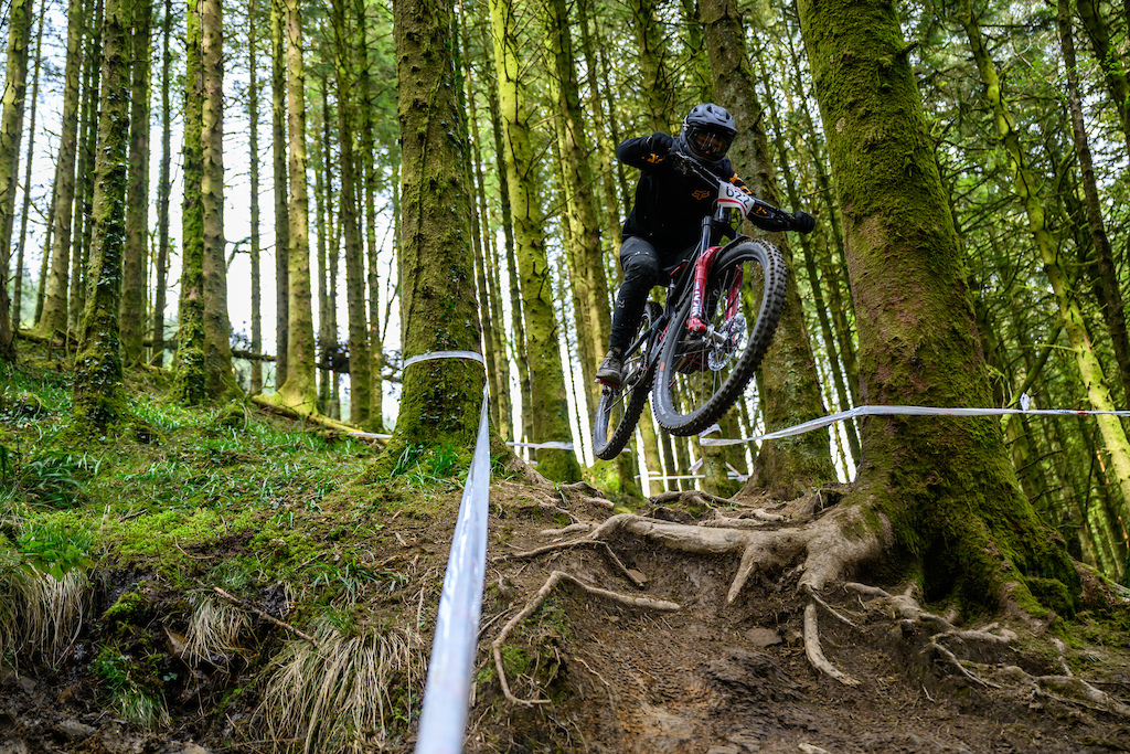 Riding his Enduro bike didn't stop James Milner sending it over the roots
