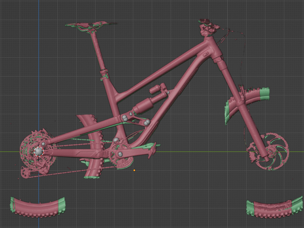 3d scan of 2022 Commencal Clash in "Sensitive" and "Dynamic" flip chip positions
