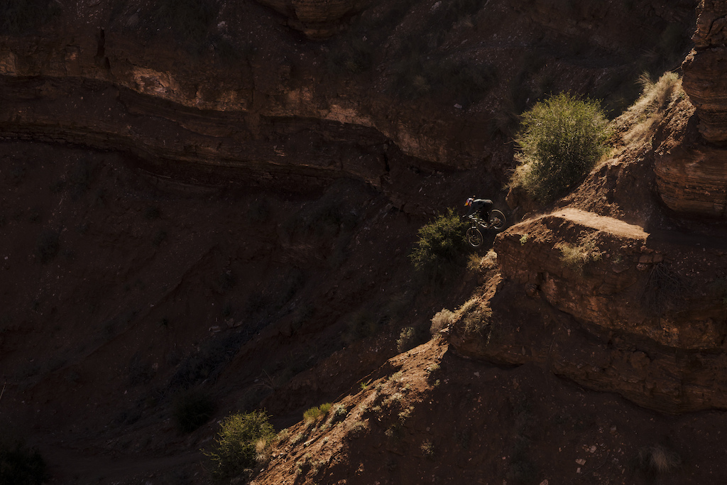 Hannah Bergman hits one of the drops in the Triple Threat at Red Bull Formation in Virgin, Utah on May 13, 2022.