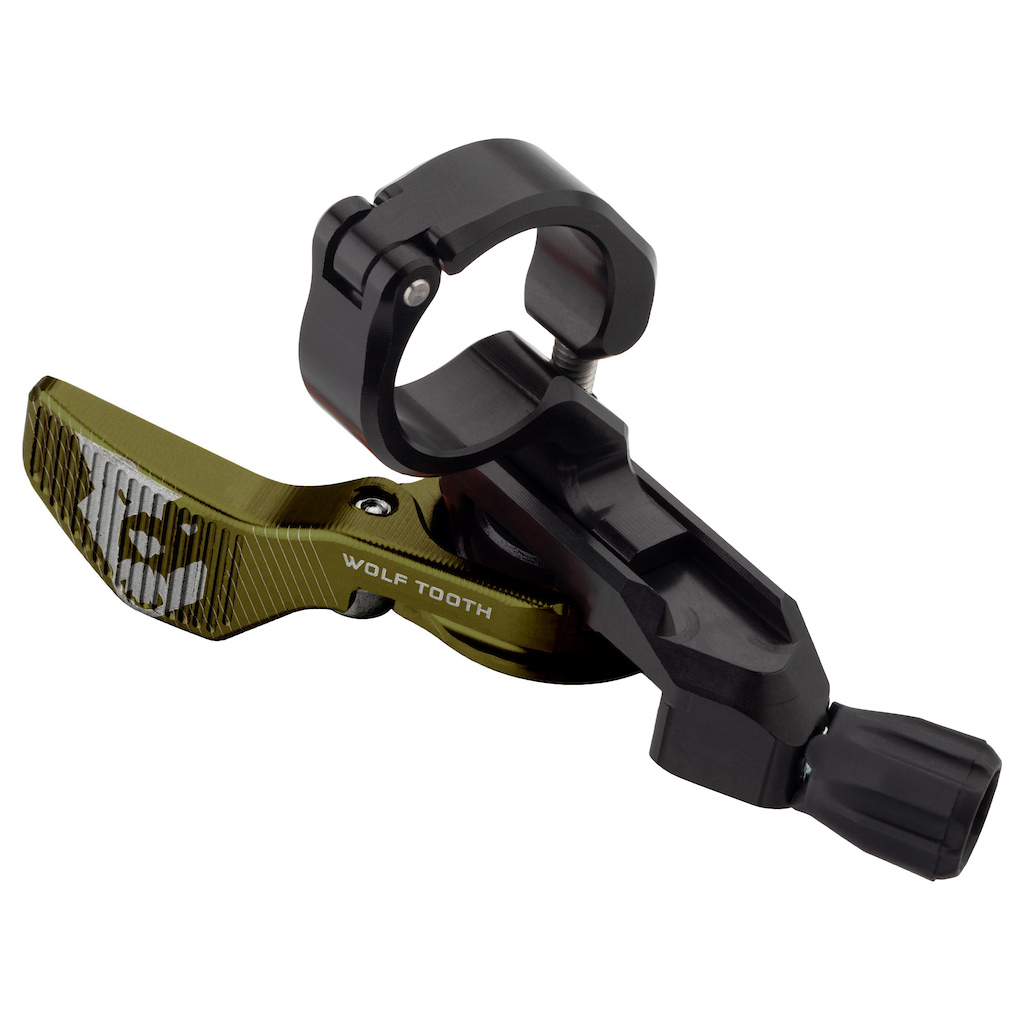 Wolf Tooth ReMote in Limited Olive with 22.2 mm clamp.