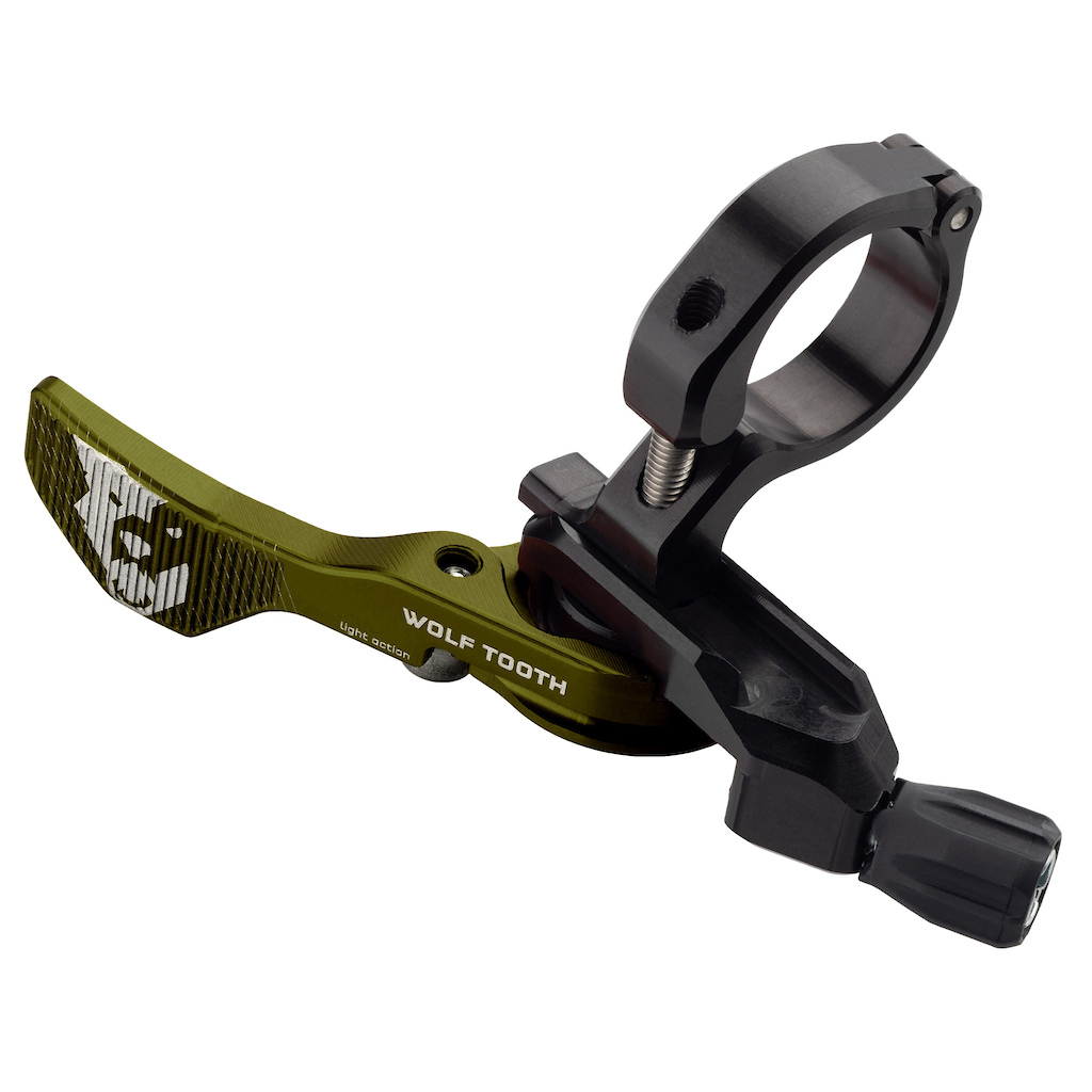 Wolf Tooth ReMote Light Action in Limited Edition Olive with 22.2 mm clamp.