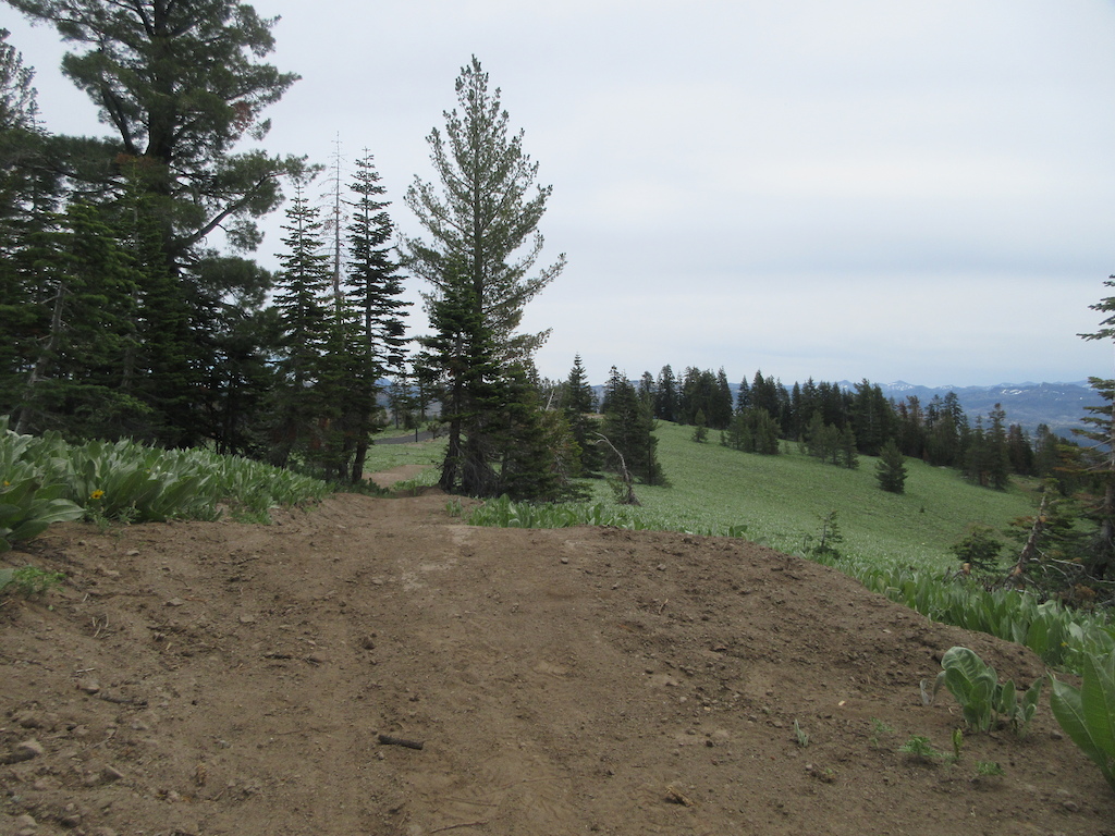 View down trail after the first several berms.