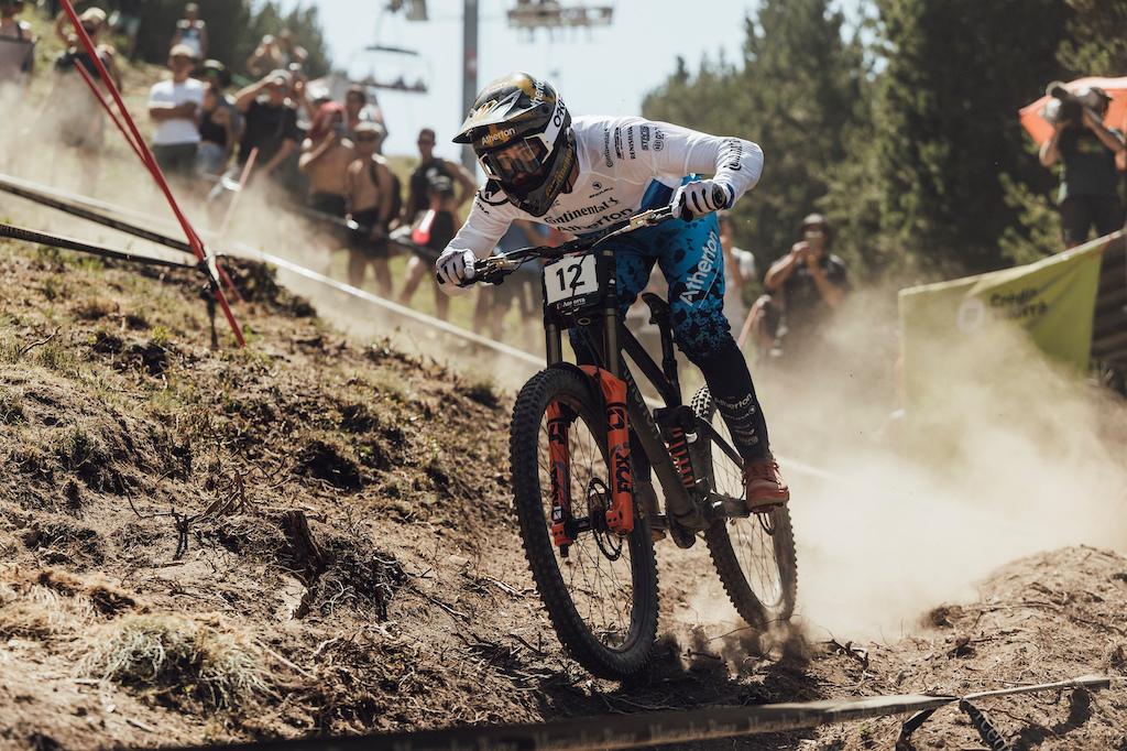 Andreas Kolb performs at UCI DH World Cup in Vallnord, Andorra on July 16, 2022 // Bartek Wolinski / Red Bull Content Pool // SI202207160251 // Usage for editorial use only //