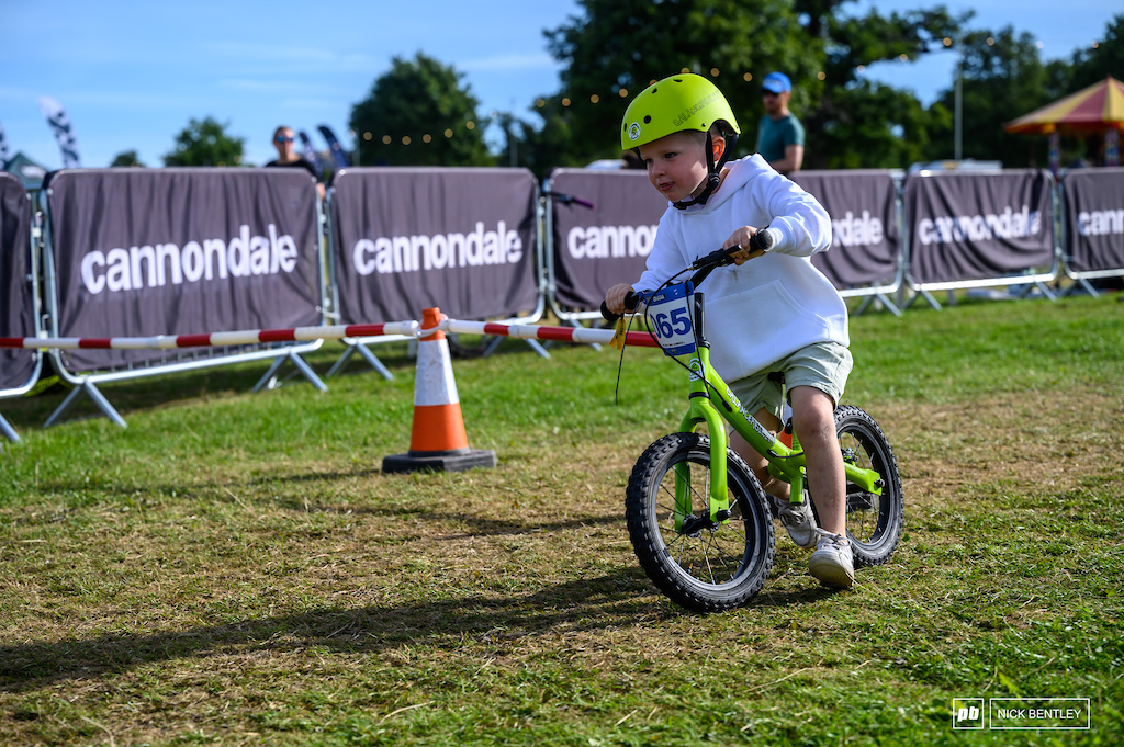 Riders had to negotiate much tighter turns in the Balance Bike Downhill but this didn't phase any riders