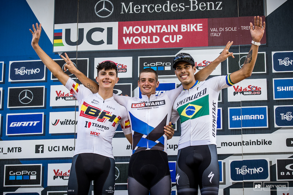 Your U23 men's podium - Martin Vidaurre, David Domingo Campos Motos, and Gustavo Xavier De Oliveira Pereira.