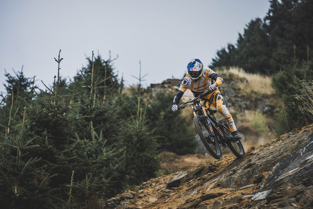 Gee Atherton at Red Bull Hardline 2022 in Dinas Mawydd Wales.