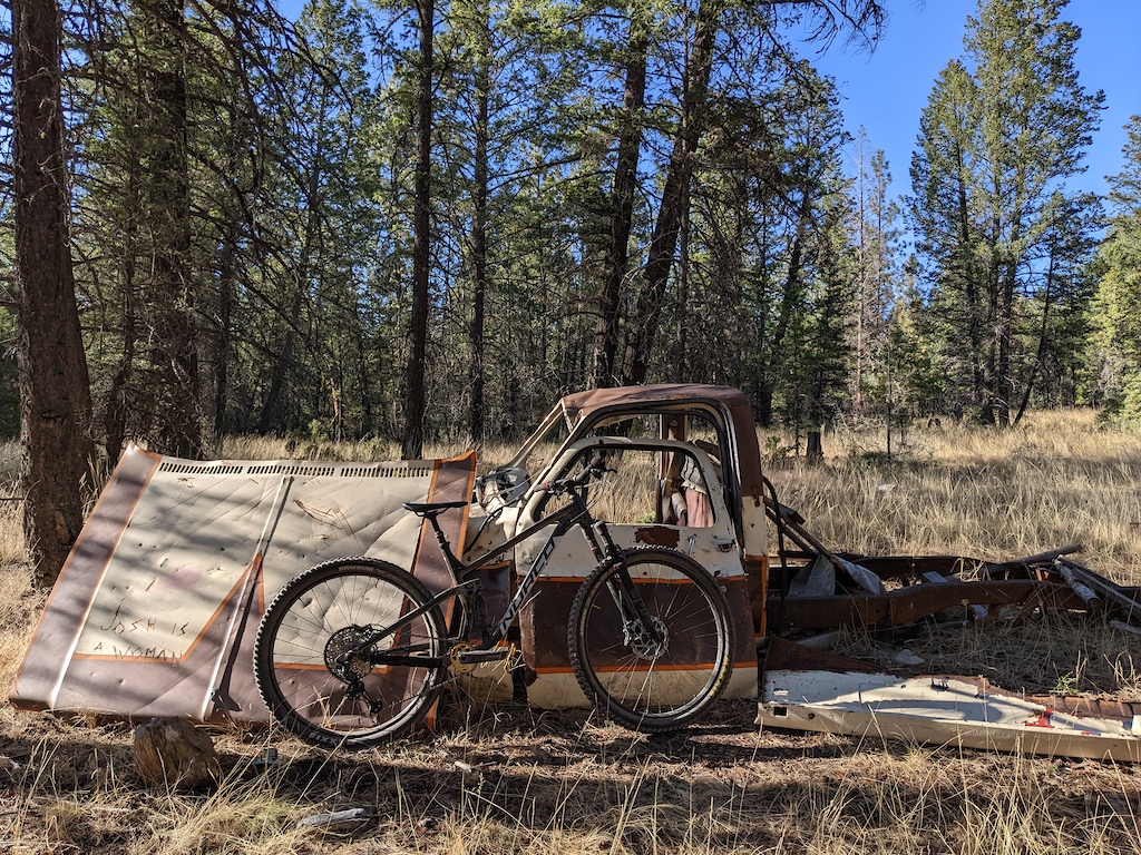 Old busted truck on the trail. She's a beauty!