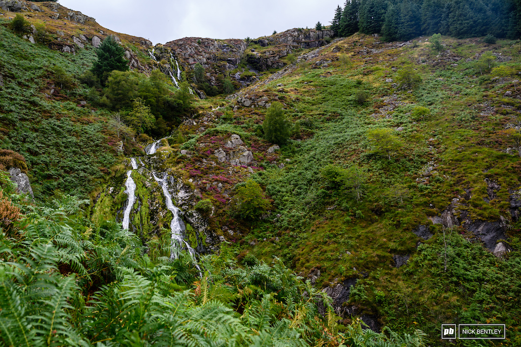 This stunning waterfall runs alongside the main section of track