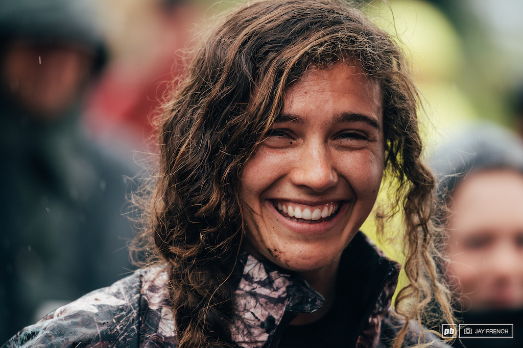 Always genuinely happy and full of smiles, especially after taking her first Crankworx World Tour stop gold medal.