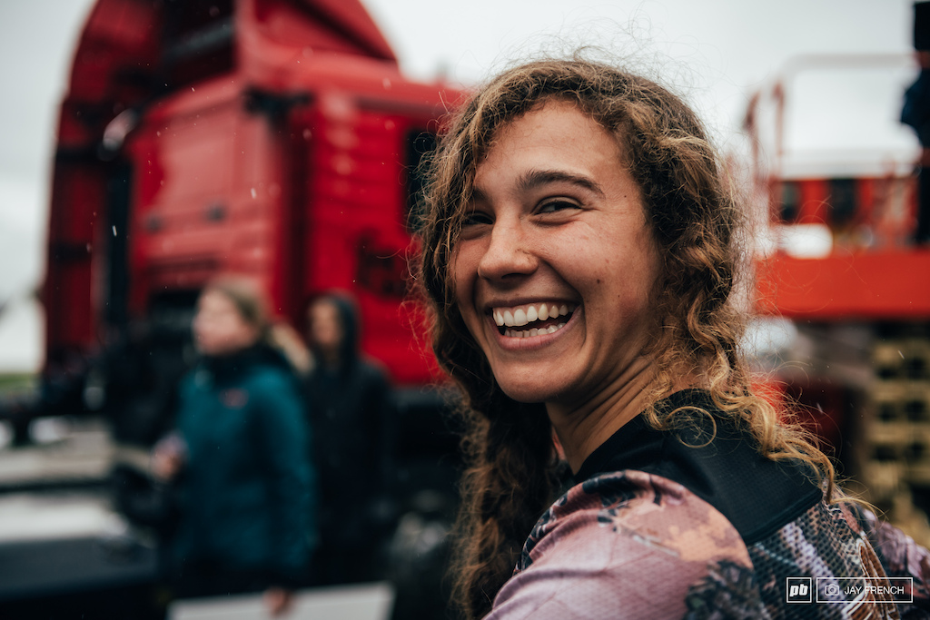 Always genuinely happy and full of smiles, especially after taking her first Crankworx World Tour stop gold medal.