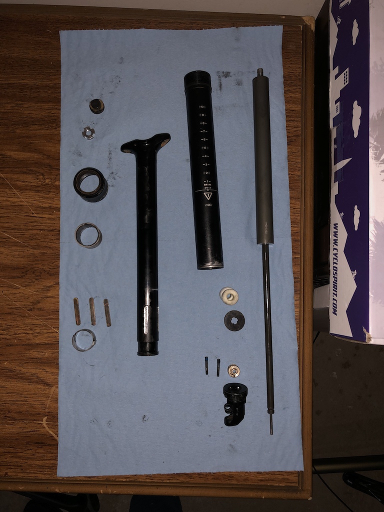 Disassembled TranzX dropper post.