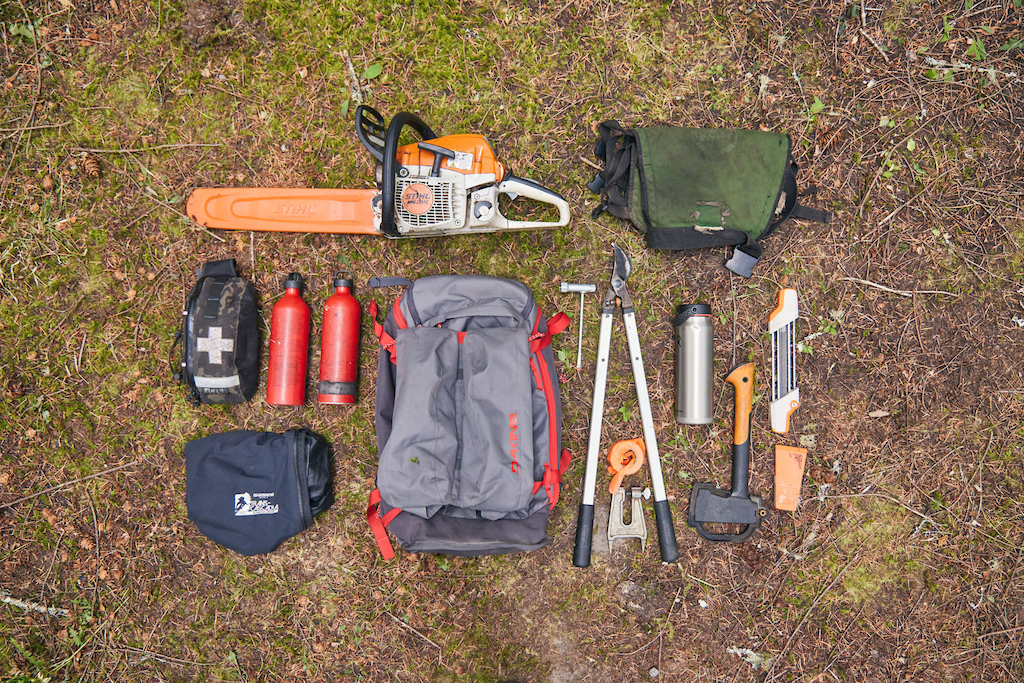 The 40L Builder Pack can carry all your trail building tools. Photo Chris Hornbecker