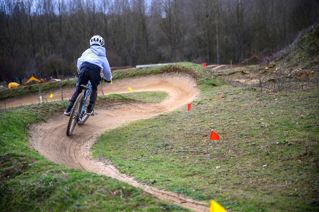 The upper course had riders face fast-flowing, tight berms