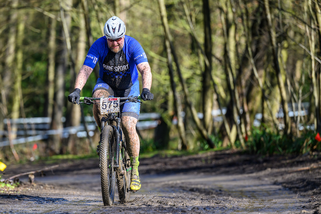 Matthew Ainsworth battled hard through the mud but somehow, unlike every other rider, managing to avoid getting too much stuck to him