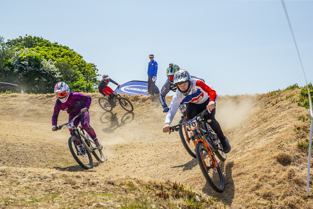 during round 2 of The 2023 Schwalbe British 4X Series at Falmouth, , Cornwall, United Kingdom on May 27 2023. Photo: Charles A Robertson
