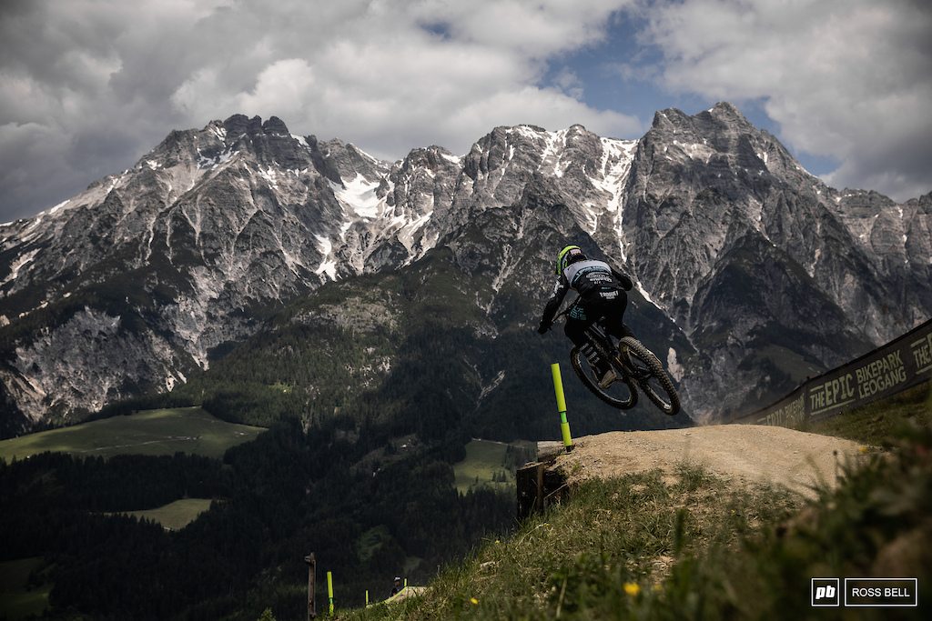 Davide Palazzari getting to grips with the fast and dusty Leogang course.