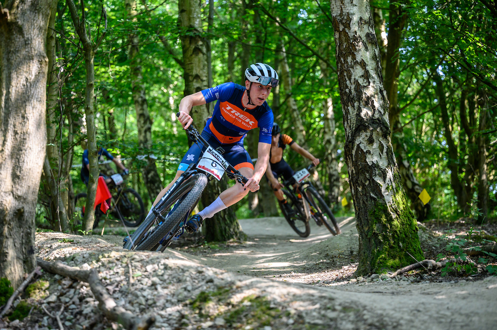 The berms in the woods gave the riders the opportunity to have a bit of fun with Tom Scott taking home fourth place in the Men s race