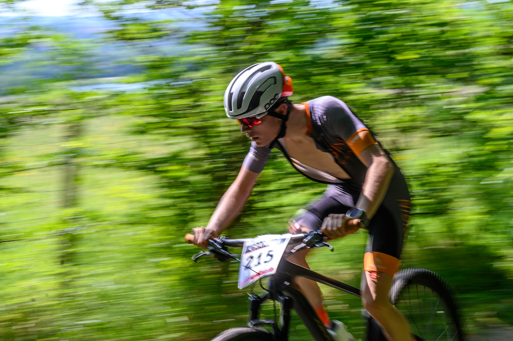 With the heat the riders spent most of the race with their skin suits unzipped