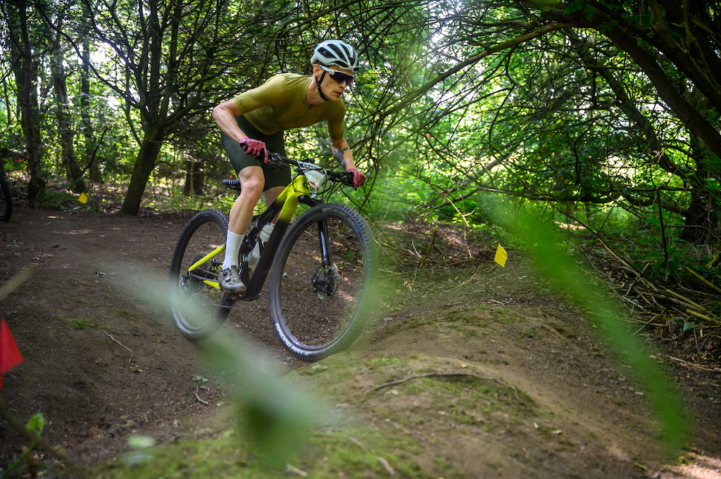 The hidden gulley before the A-line kept the riders on their toes making sure their suspension settings were set right and checking their speed