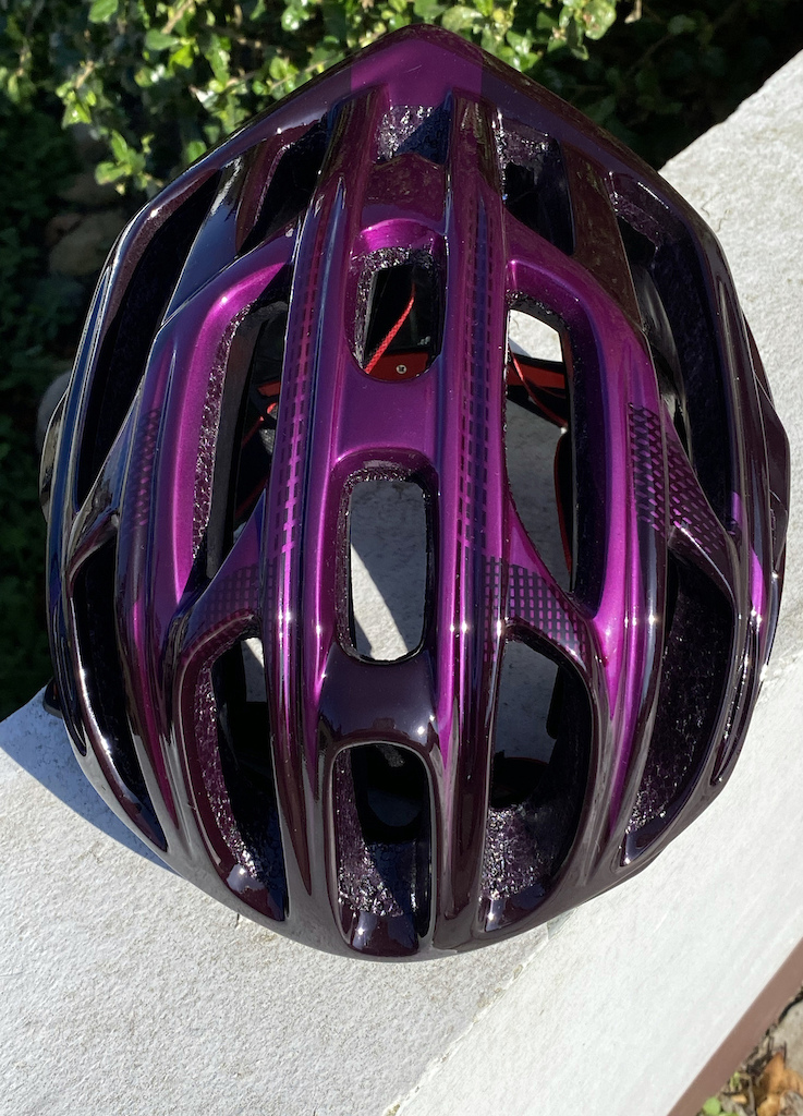 * Custom-painted "CAIRBULL" FULLY vented road helmet. In full sunlight.