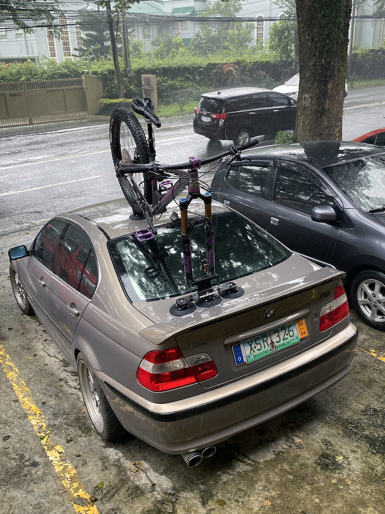 My-FELT-Surplus30-Plus - Upgrade -ROCKBROS “PORTABLE” Bike Rack for Car Roof Top. It is exclusively used on my BMW e46/318i MSport, in Tagaytay, Luzon YES, it rains pretty much constantly here.