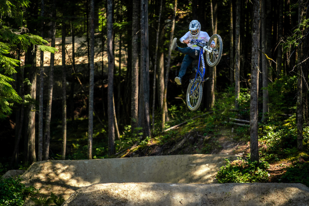 Eddie Reynolds does a no footed can at Coast Gravity Park near Sechelt, BC