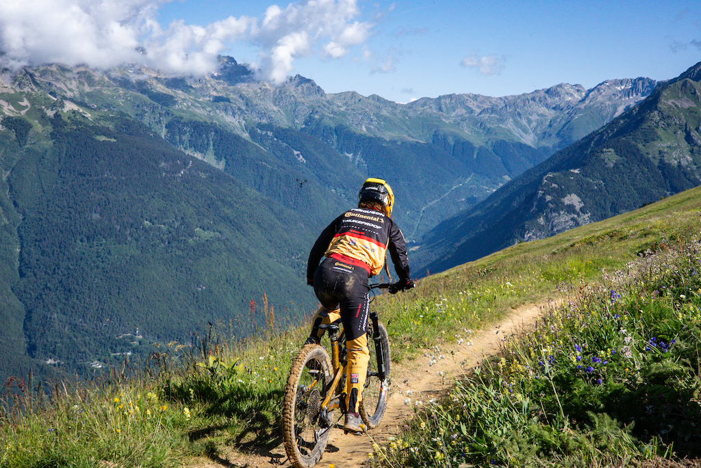 Louise Ferguson rides through the stunning landscape of Alpe d'Huez.