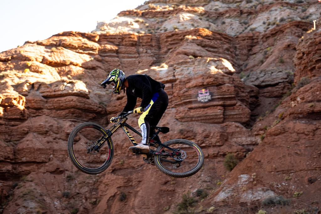 Brendan Fairclough riding into the lower mountain.