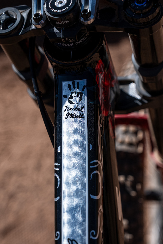 Kyle Strait's bike features the name of his wife and kiddo.